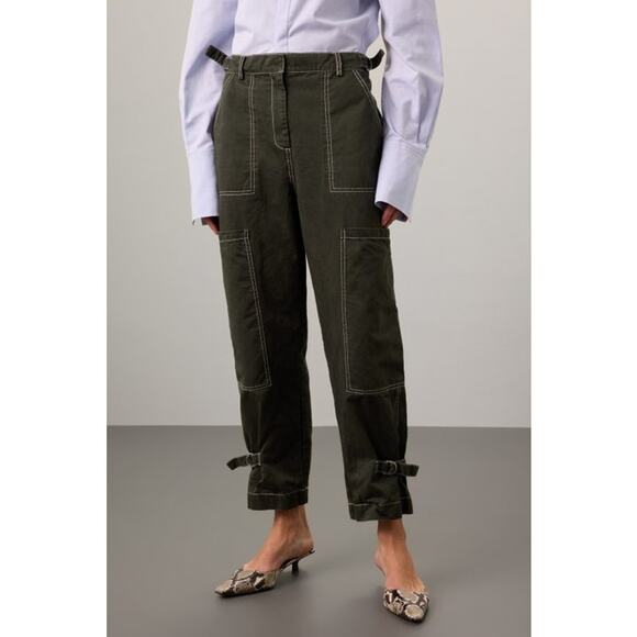 Ashley Park Pants - Ashley Park Cargo Pants Army Green High Rise Buckle Strap Tapered Sz 14
